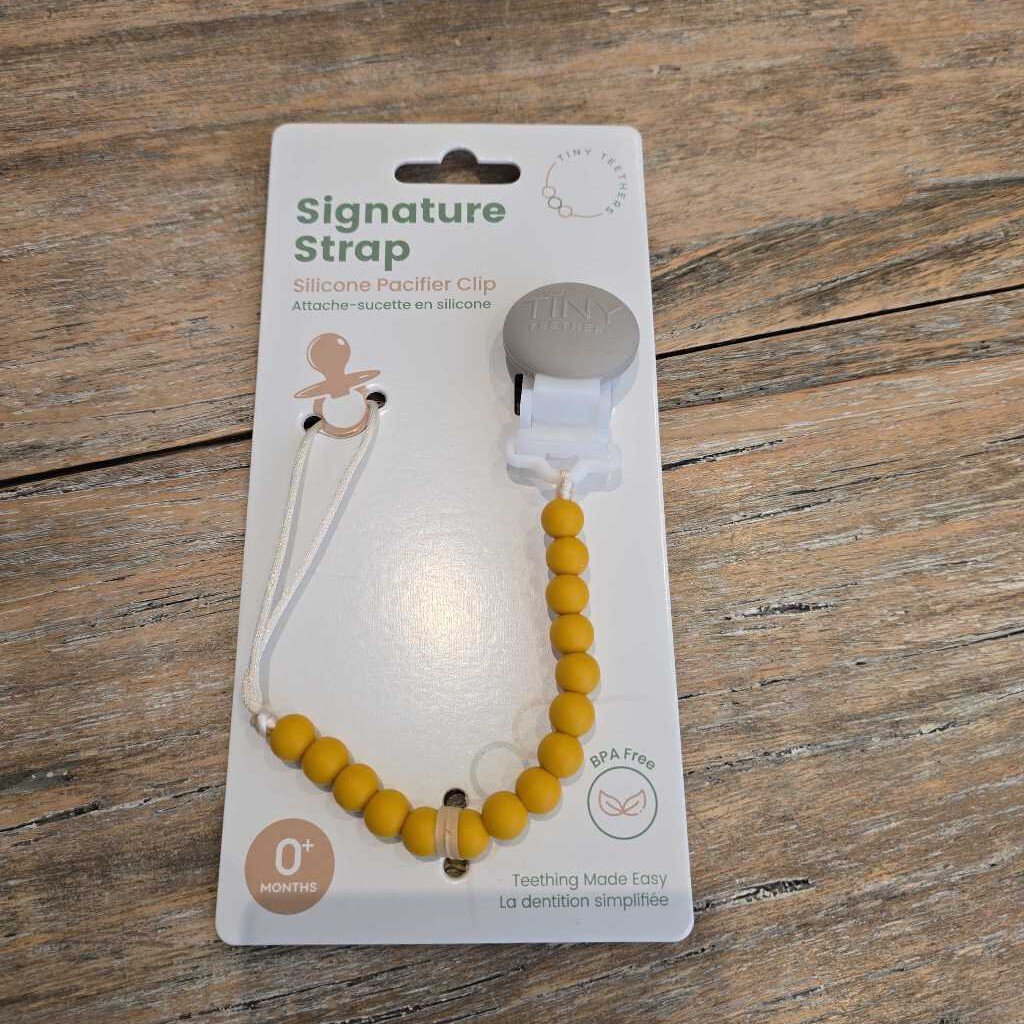 Tiny Teethers signature pacifier clip mustard