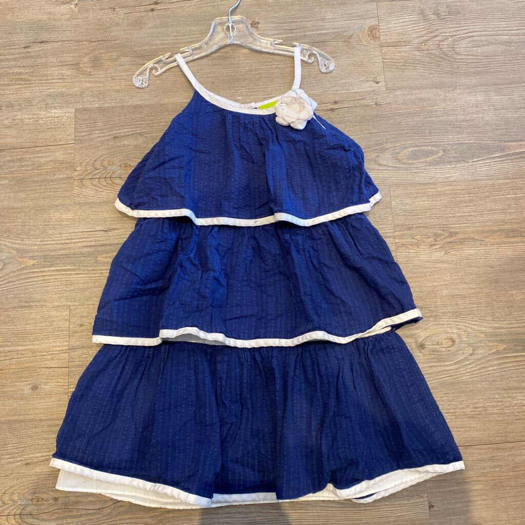 Penelope Mack blue tiered ruffle dress 6Y