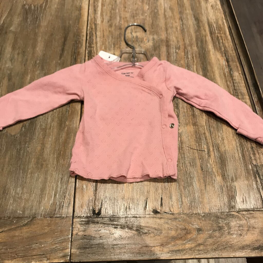 Carters Cotton Pink LS Diapershirt 3m