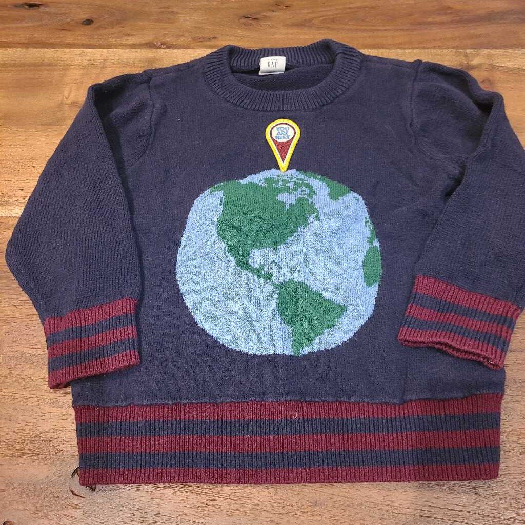 Gap blue you are here world sweater 12-18m