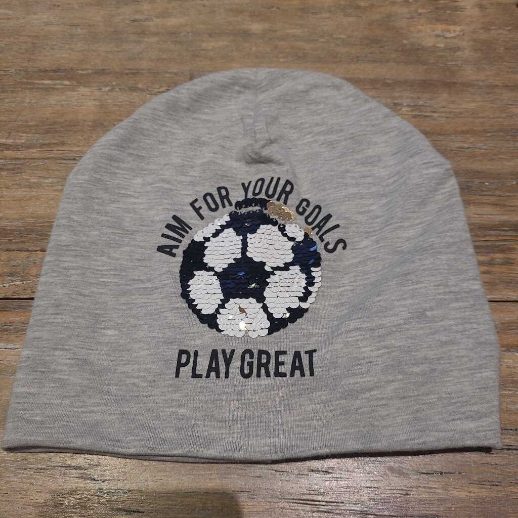 H&M grey soccer flippy Beanie 8Y